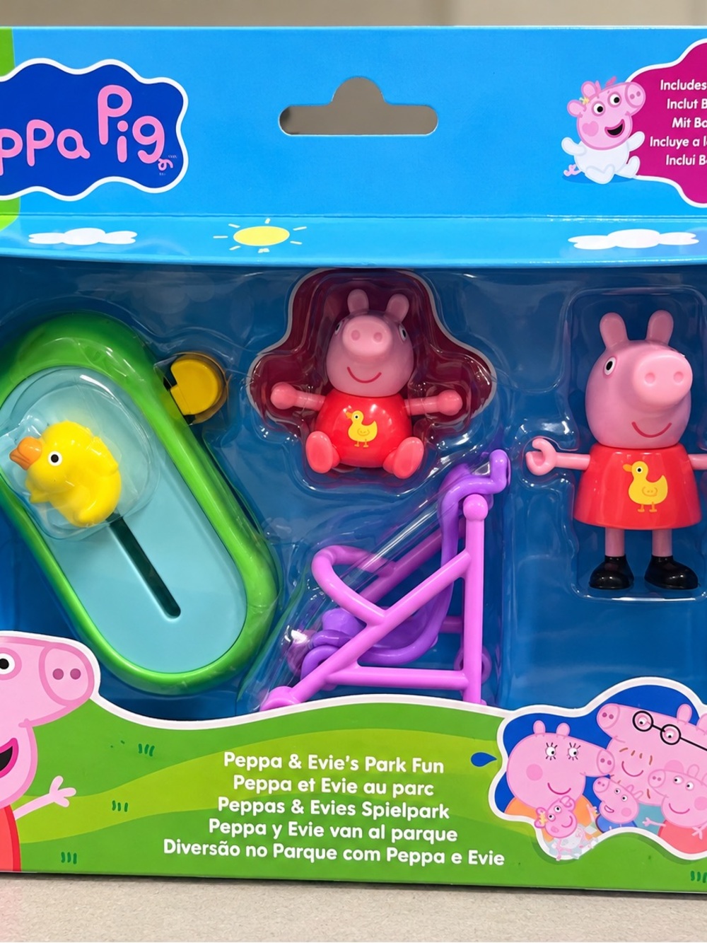 Peppa Pig Park Playset with Peppa & Evie - Pink, Purple, Green, Yellow, Blue